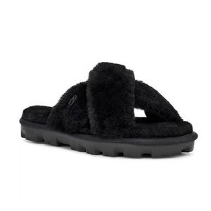 UGG Fuzzette Slippers NWT Black Size 6